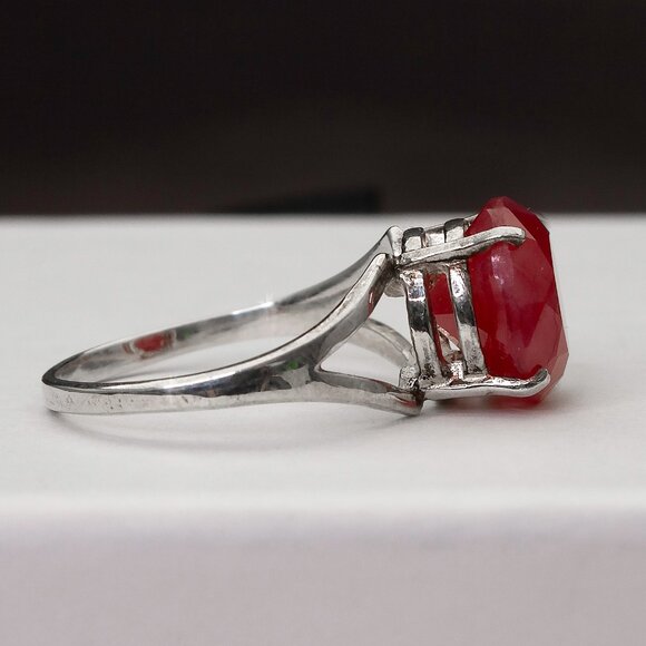 Natural Faceted Rhodonite "Stone Of Love" Sterling Silver Ring, Size 7.5 - Picture 7 of 7